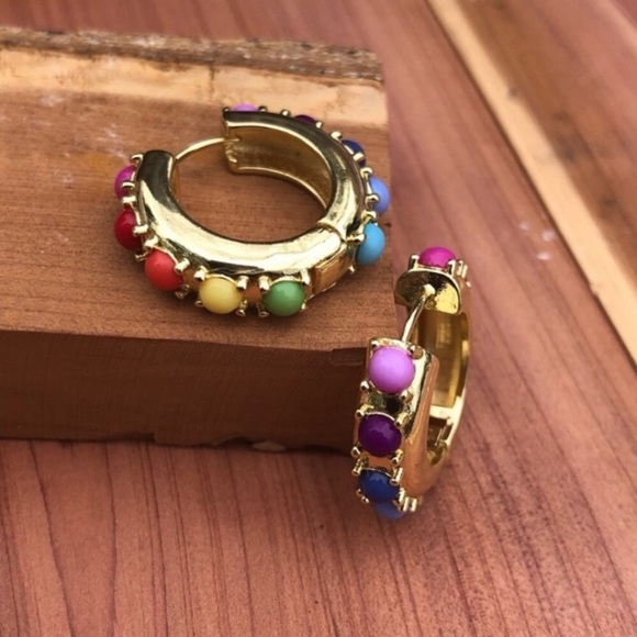 ✨Alaynah Gold Rainbow Huggie Hoops! - Picture 4 of 5